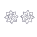 White Diamond Floral Pave Earrings