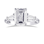 White Emerald Shape Three-stone Diamond Ring GIA