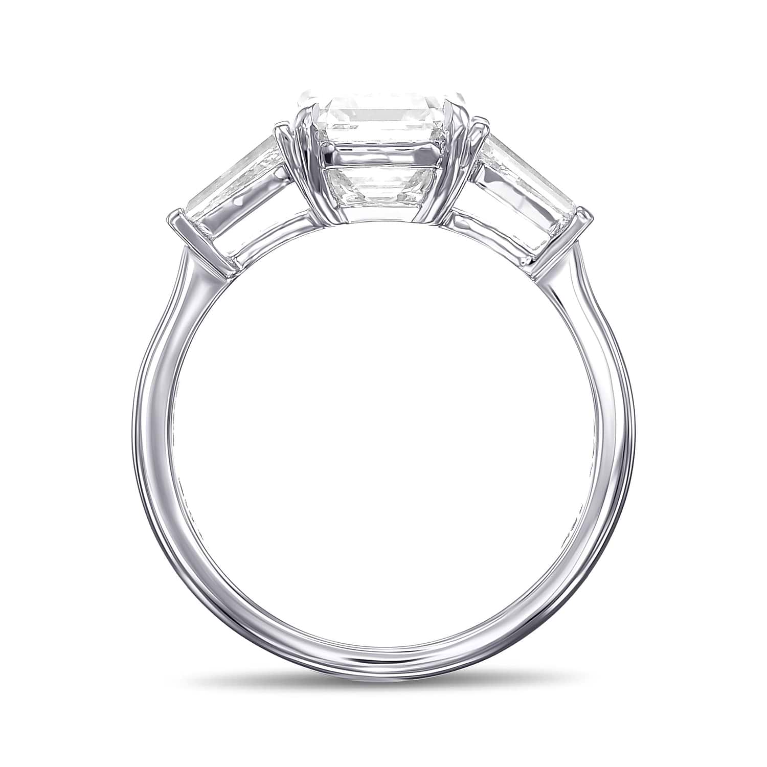 White Emerald Shape Three-stone Diamond Ring GIA - 2