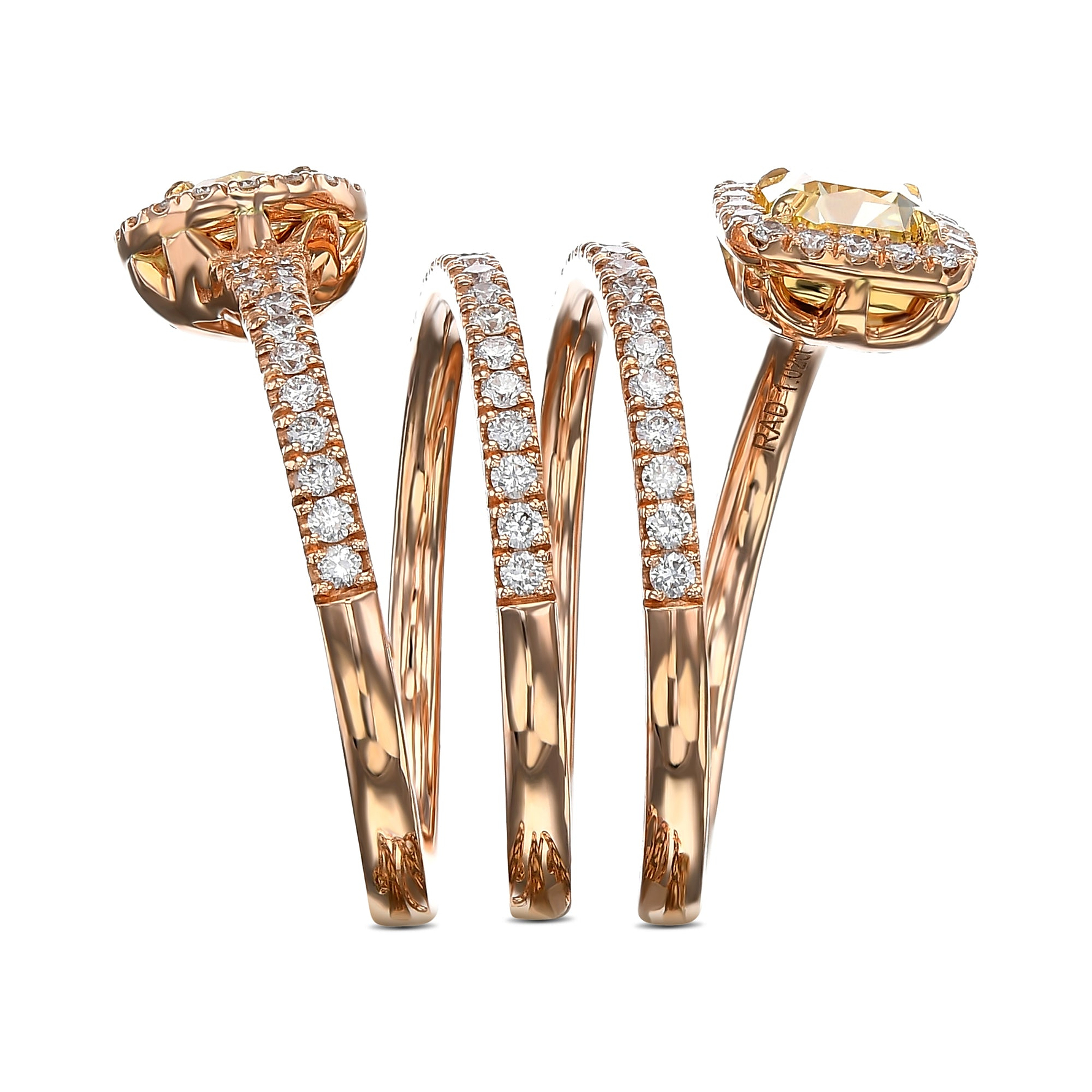 Mix Shape Fancy Intense Yellow Spiral Diamond Ring GIA - 3