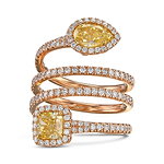 Mix Shape Fancy Intense Yellow Spiral Diamond Ring GIA