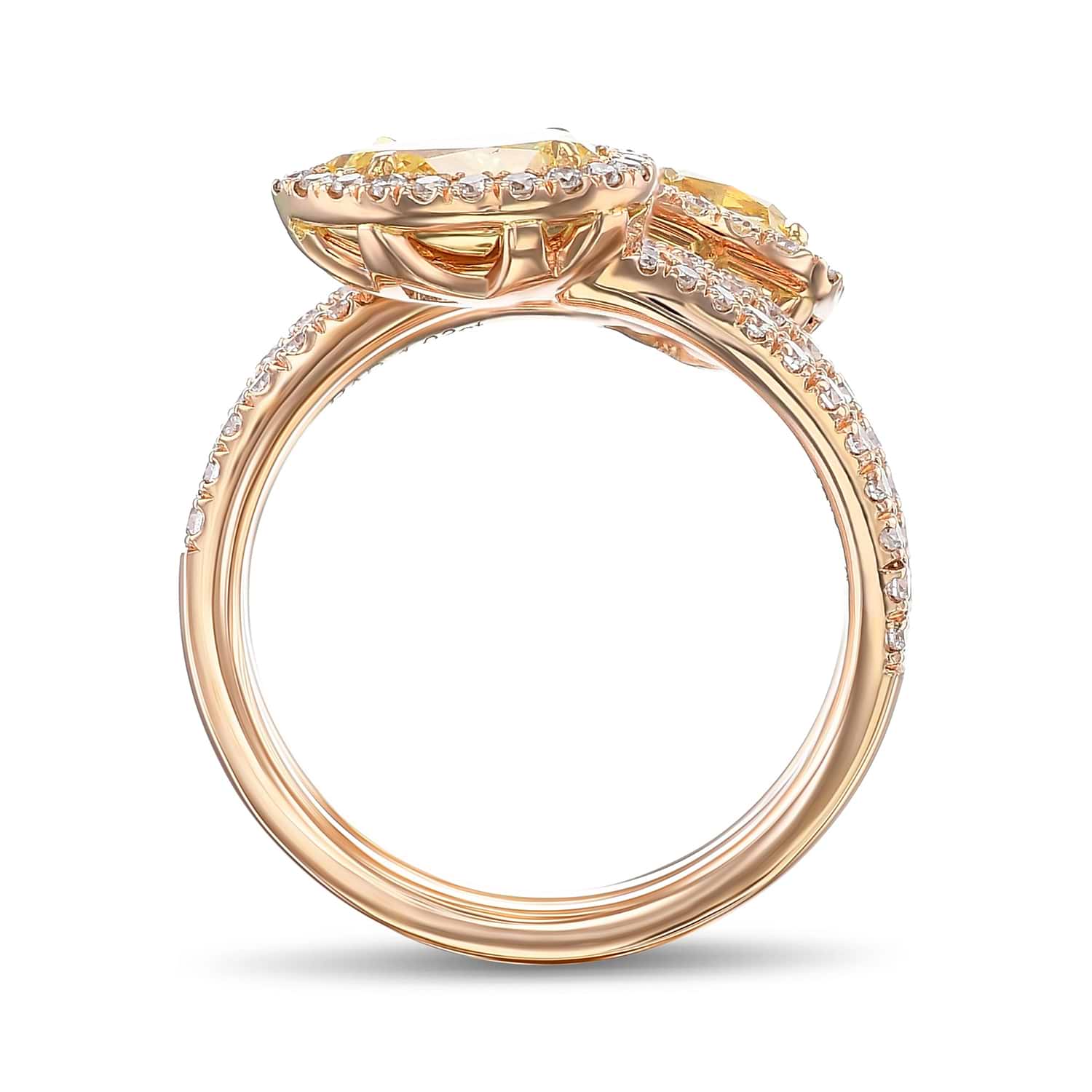Mix Shape Fancy Intense Yellow Spiral Diamond Ring GIA - 2