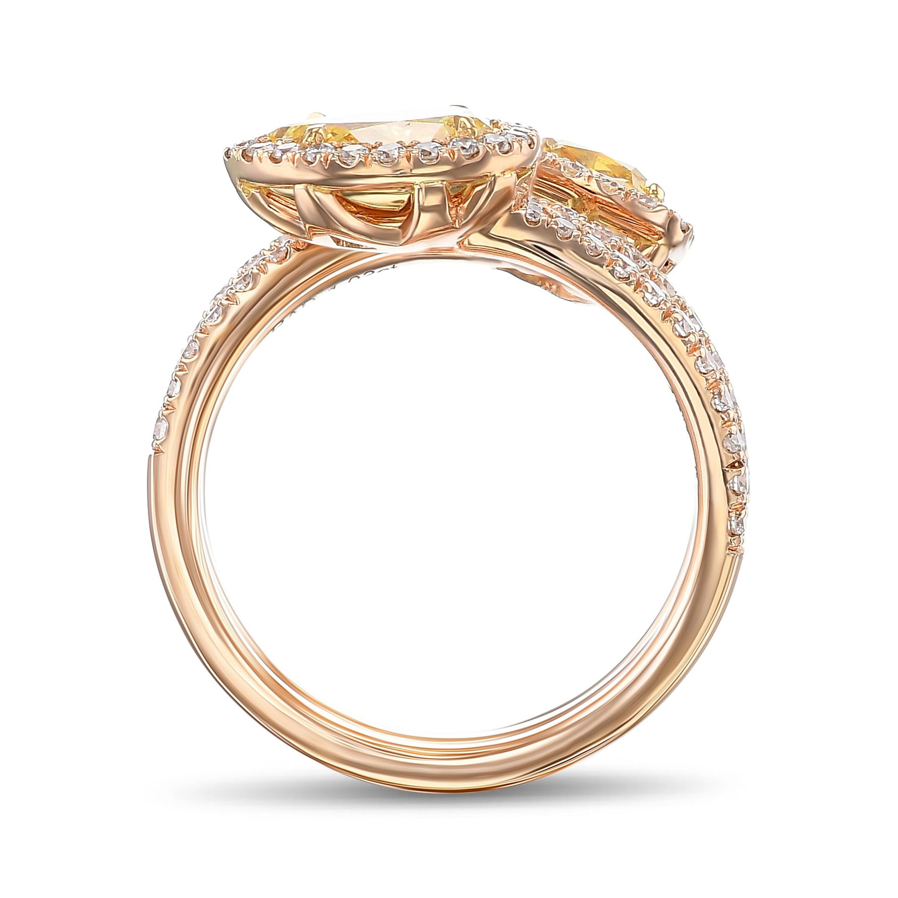 Mix Shape Fancy Intense Yellow Spiral Diamond Ring GIA - 2