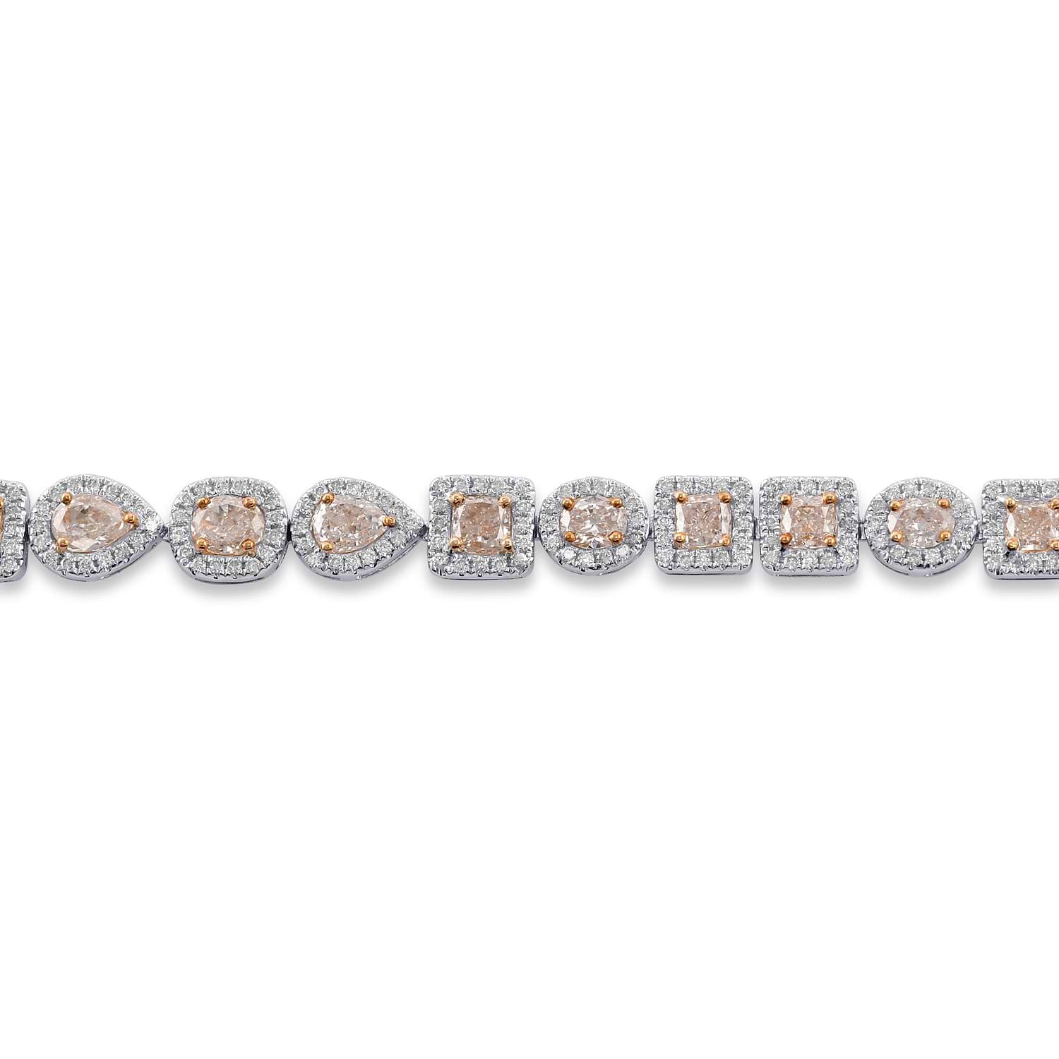 Fancy Light Brownish Orangy Pink Mix Shape Diamond Necklace