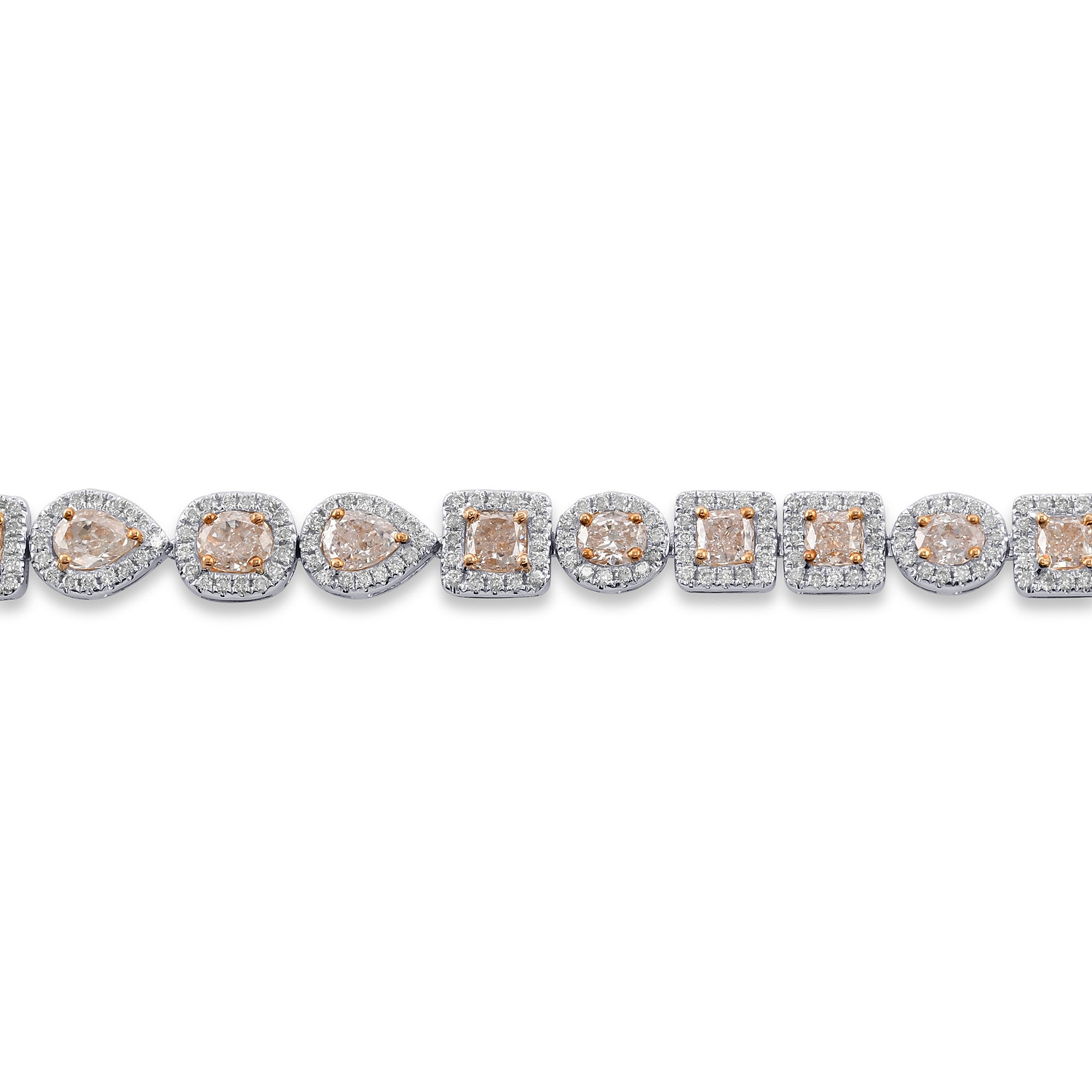 Fancy Light Brownish Orangy Pink Mix Shape Diamond Necklace