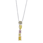 Mix Shape Five Stone Drop Diamond Pendant GIA