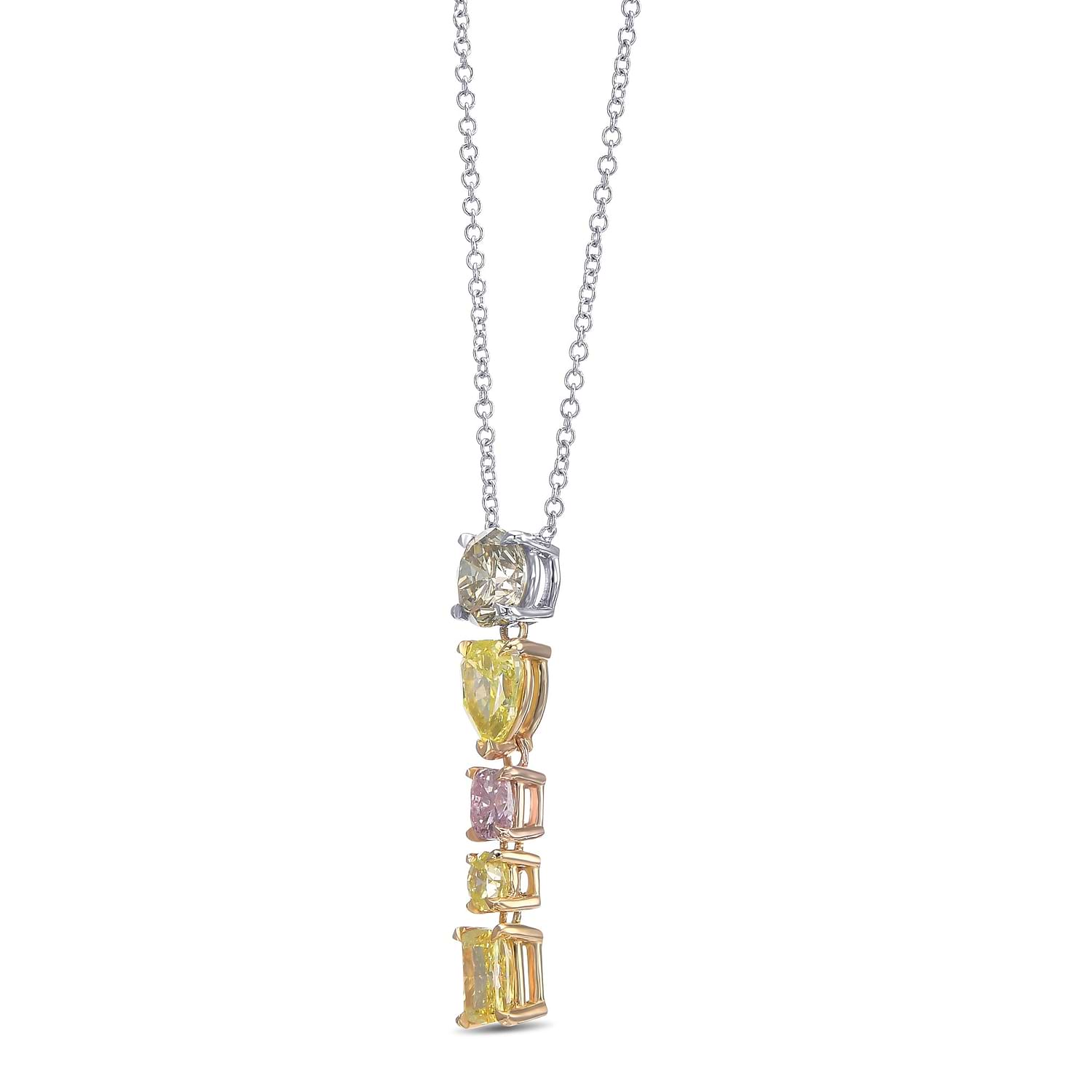 Mix Shape Five Stone Drop Diamond Pendant GIA - 2