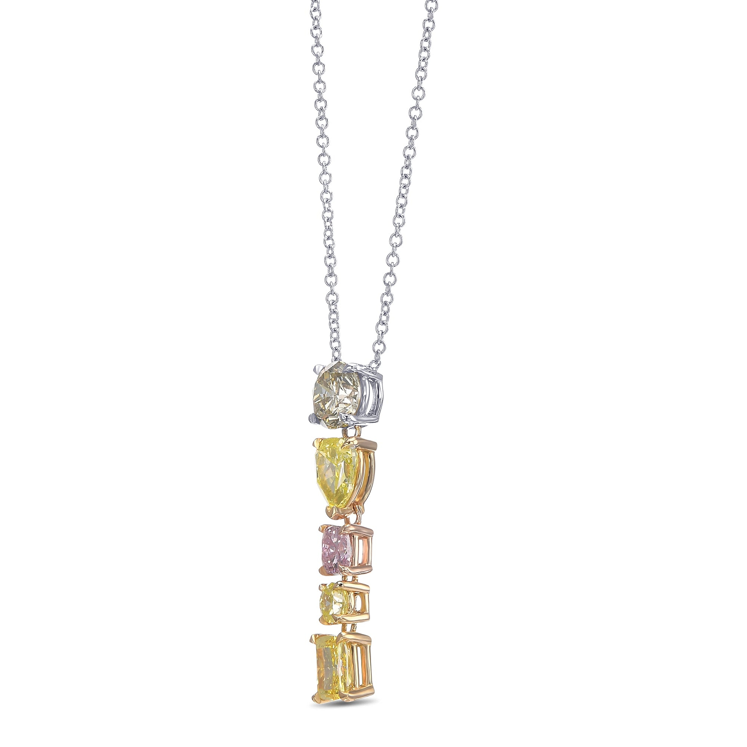 Mix Shape Five Stone Drop Diamond Pendant GIA - 2