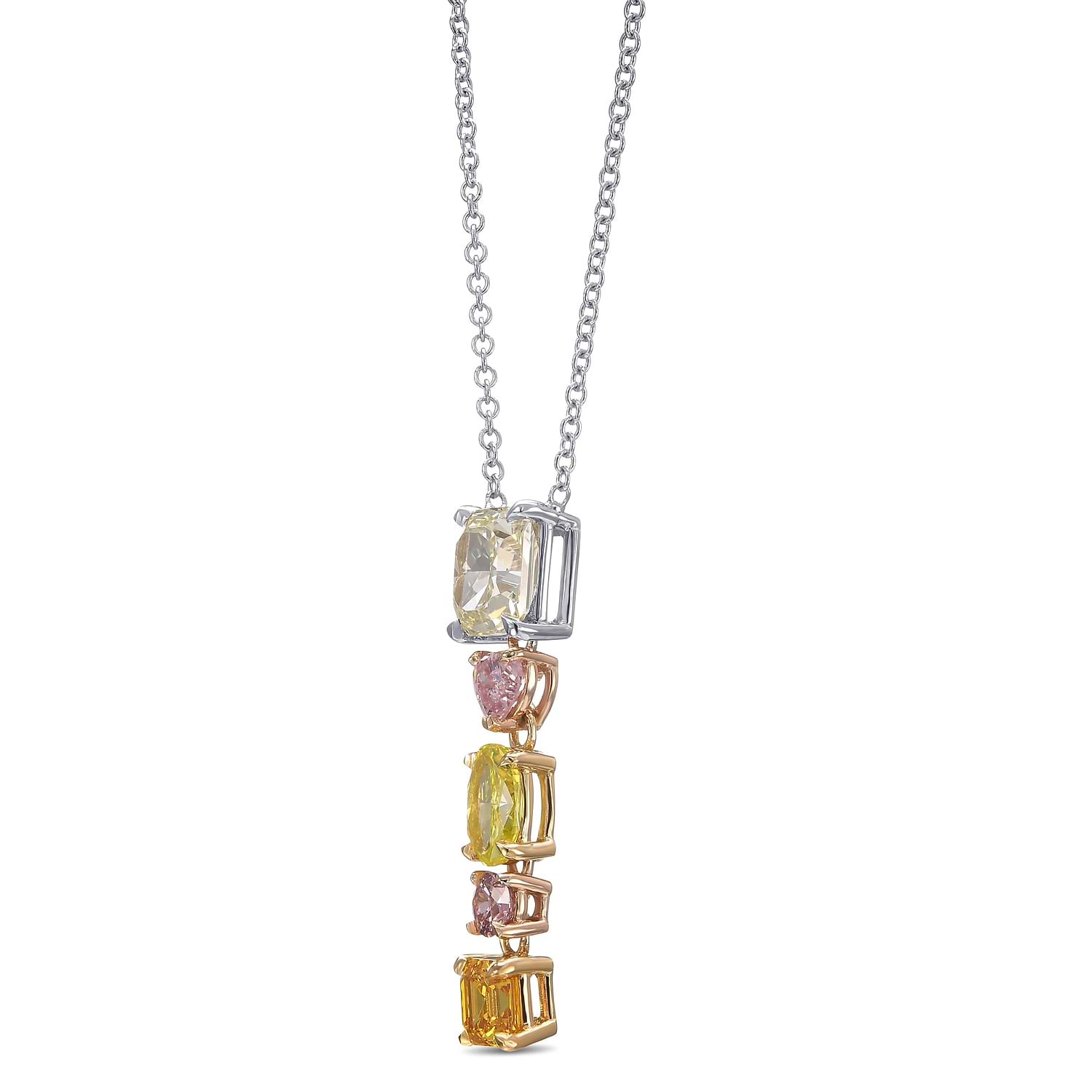 Mix Shape Five Stone Drop Diamond Pendant GIA - 2