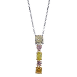 Mix Shape Five Stone Drop Diamond Pendant GIA