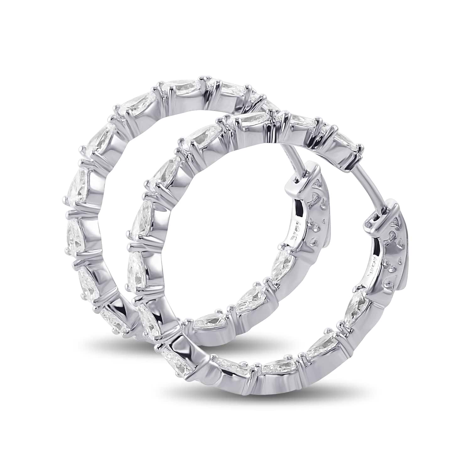 0.81"/20MM Pear Diamond Hoop Earrings - 2