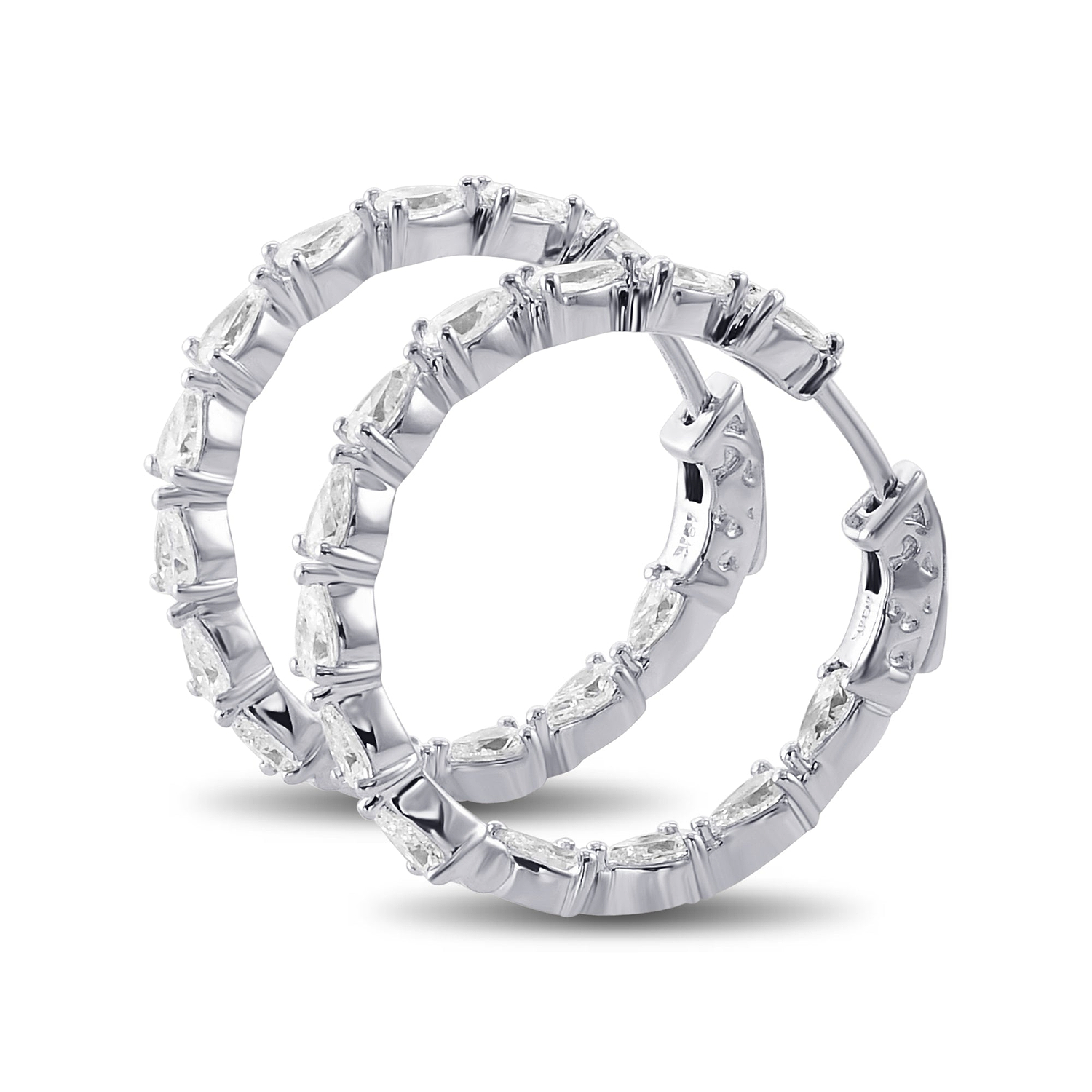 0.81"/20MM Pear Diamond Hoop Earrings - 2