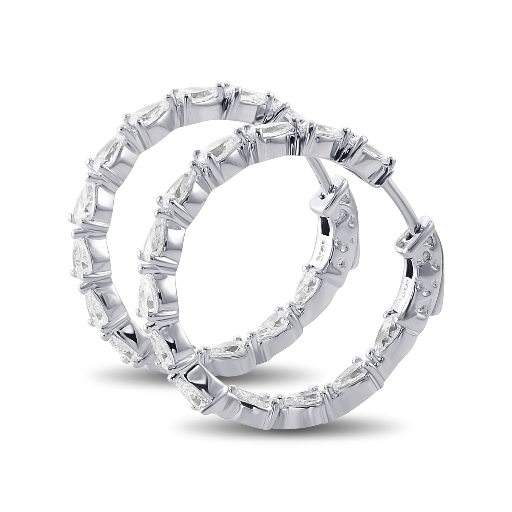 0.81"/20MM Pear Diamond Hoop Earrings - 2