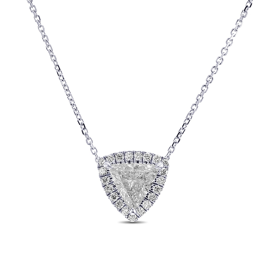 Triangle White Diamond Halo Pendant
