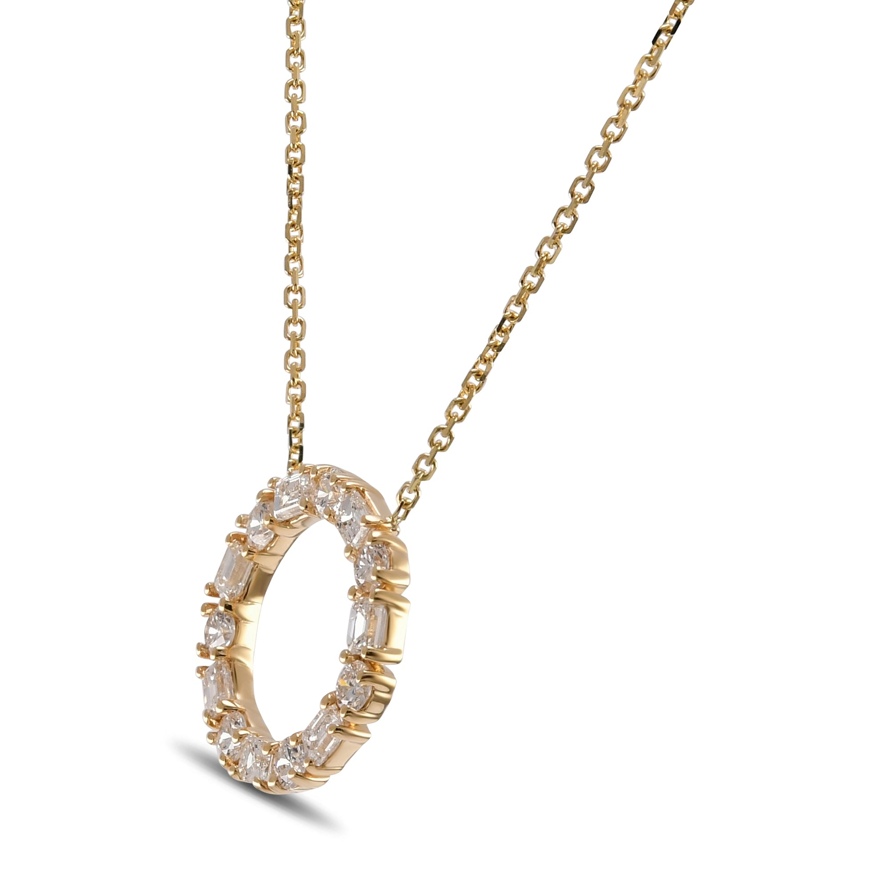 Hoop Emerald and Brilliant White Diamond Pendant - 2