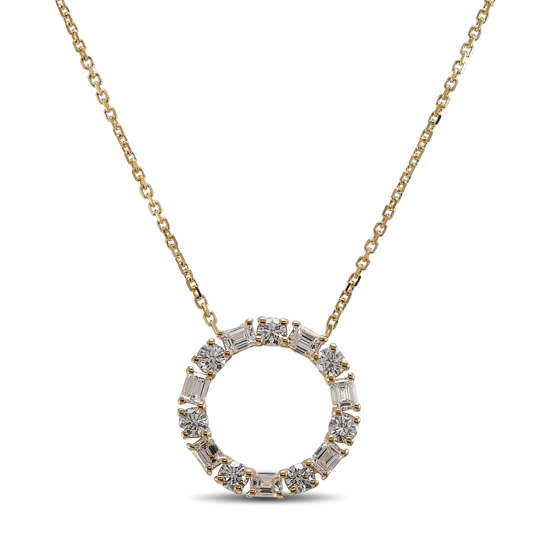 Hoop Emerald and Brilliant White Diamond Pendant