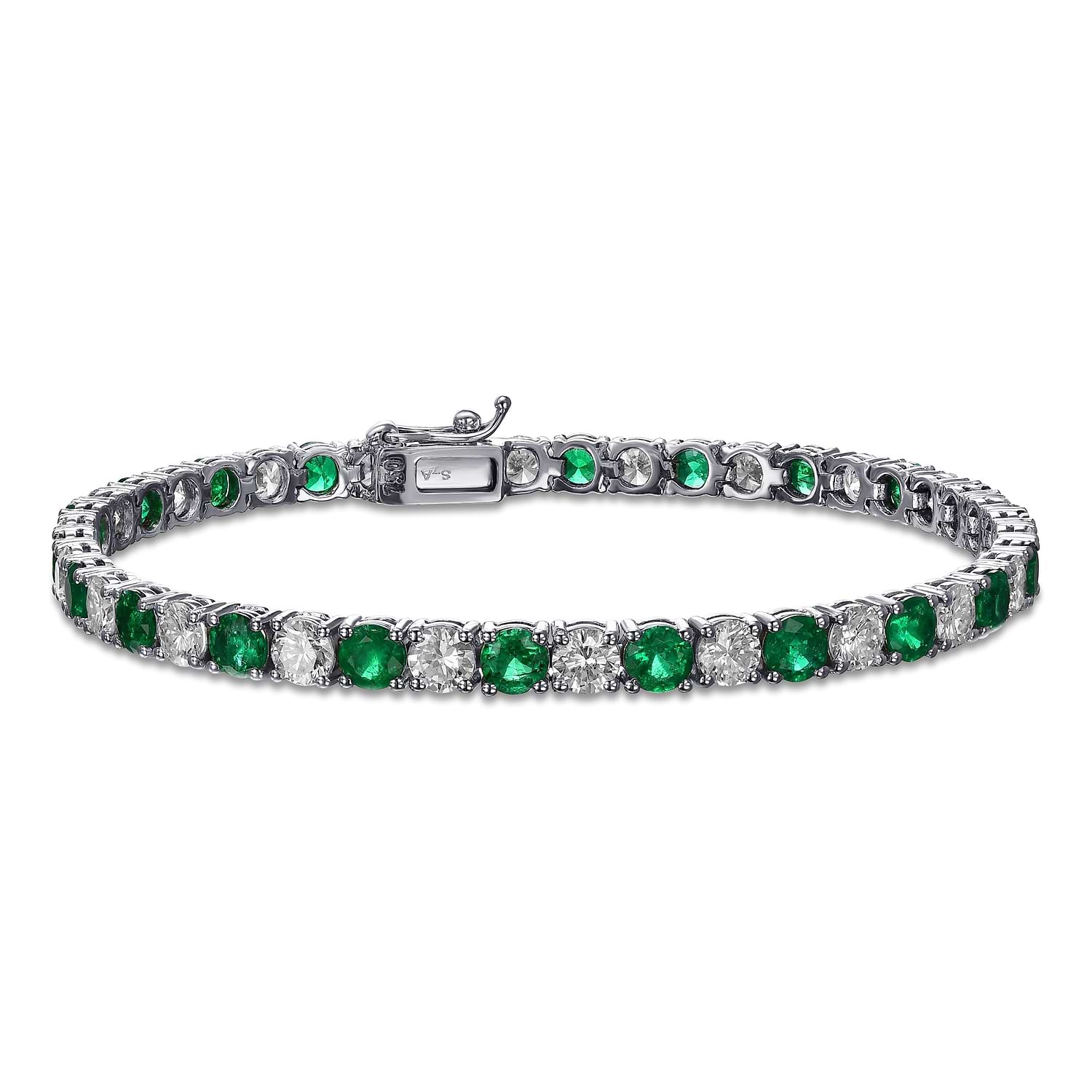 Colombian Muzo Emerald and Diamond Tennis Bracelet
