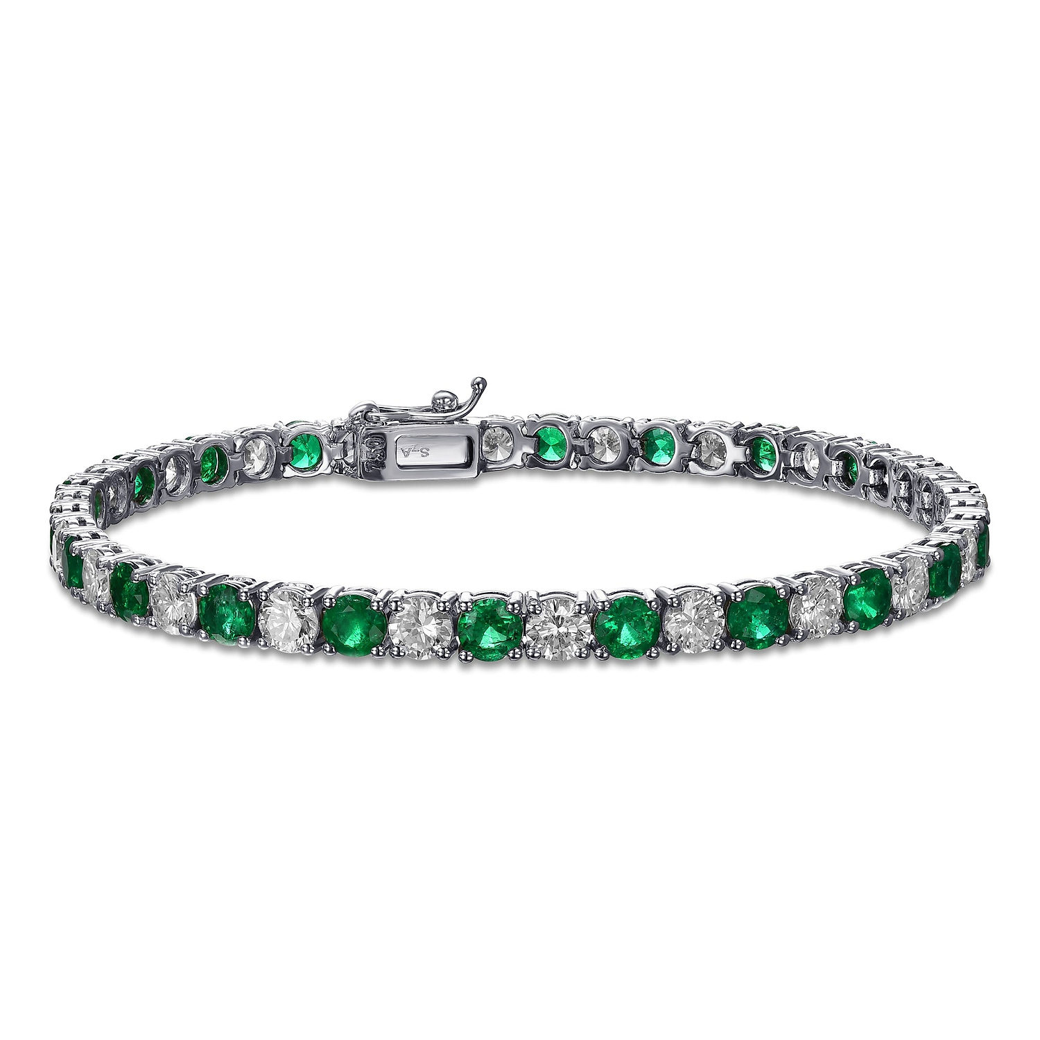 Colombian Muzo Emerald and Diamond Tennis Bracelet