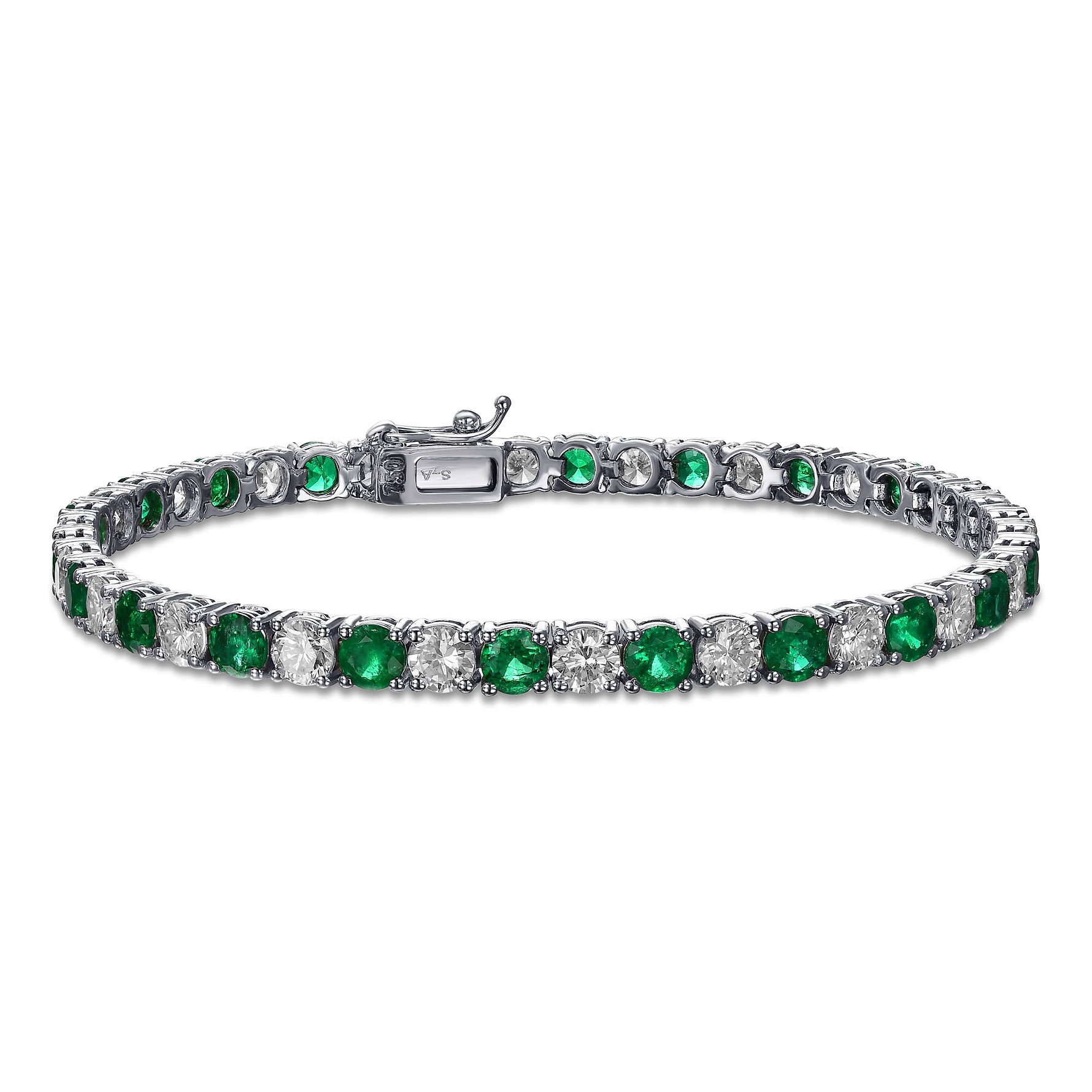 Colombian Muzo Emerald and Diamond Tennis Bracelet