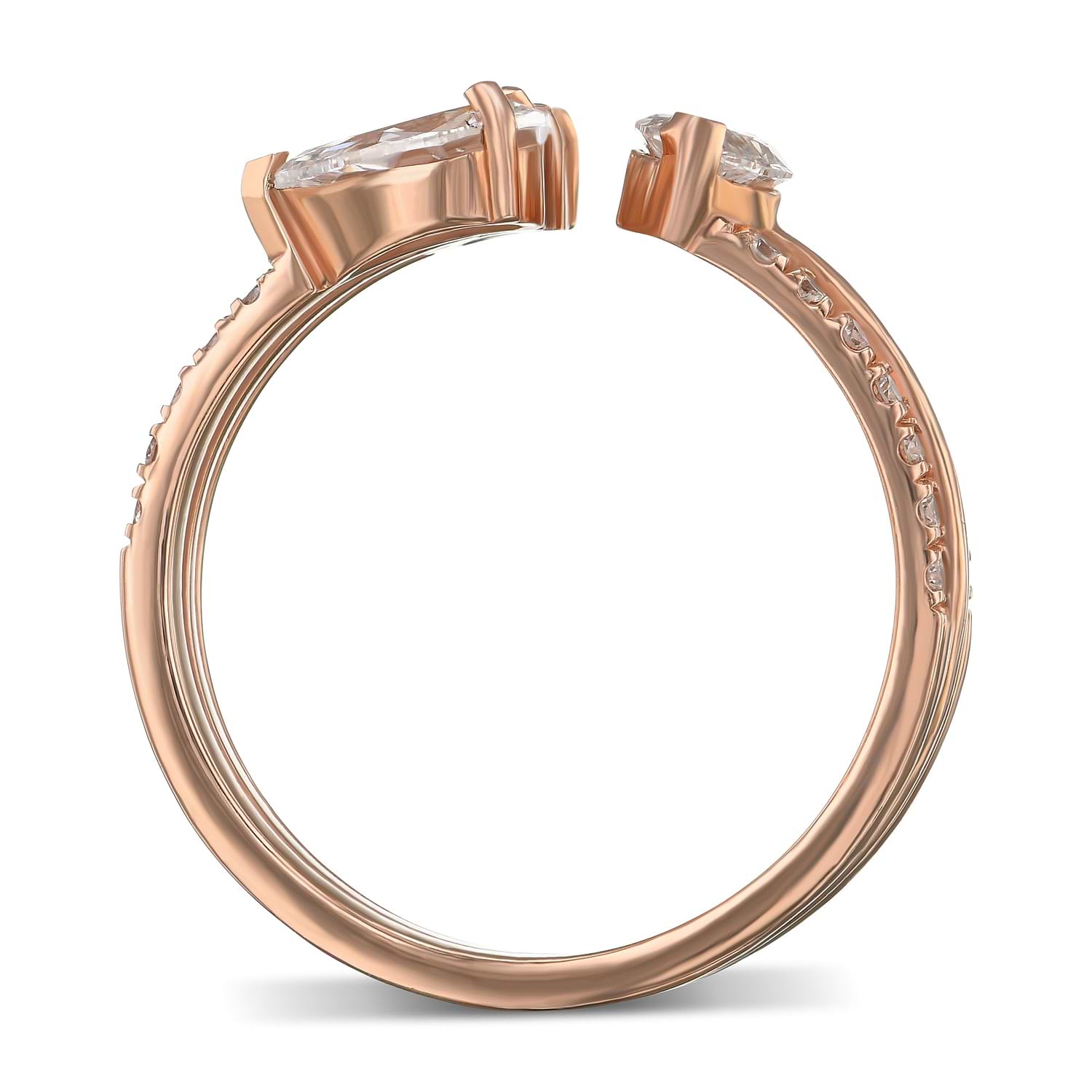 Three-stone Mix Shape Three Band Diamond Ring - 2