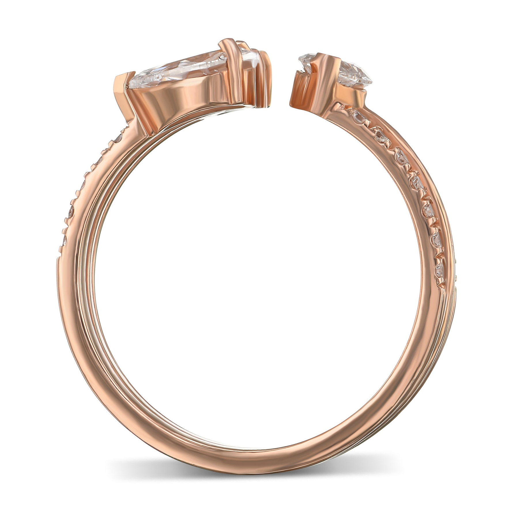 Three-stone Mix Shape Three Band Diamond Ring - 2