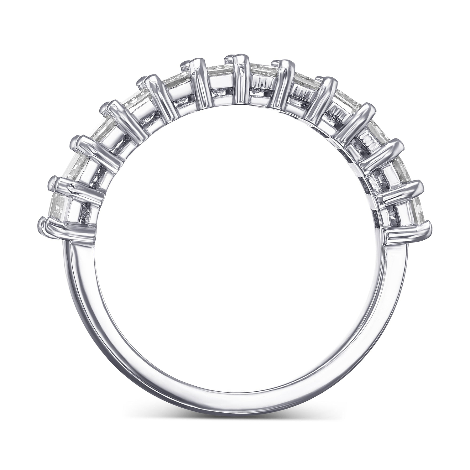Emerald Diamond Half Eternity Band Ring - 2