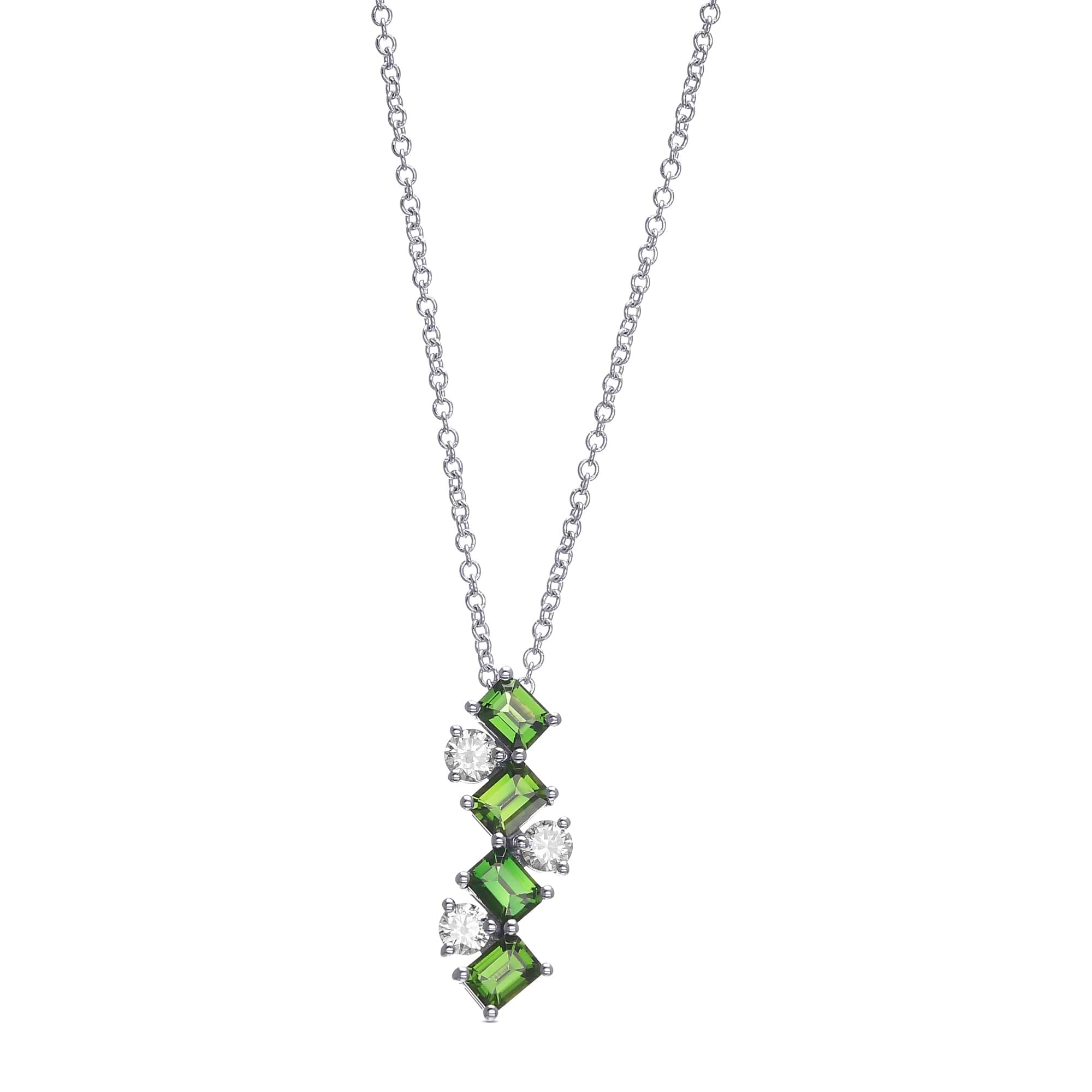Green Tourmaline and Diamond Drop Pendant