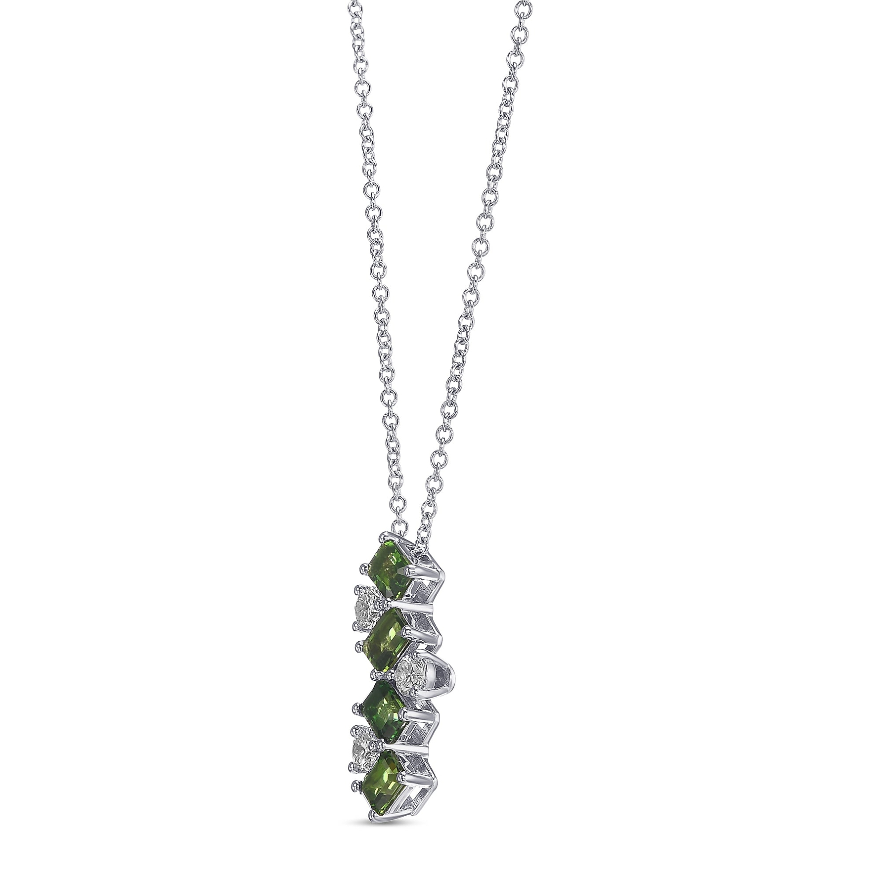 Green Tourmaline and Diamond Drop Pendant - 2