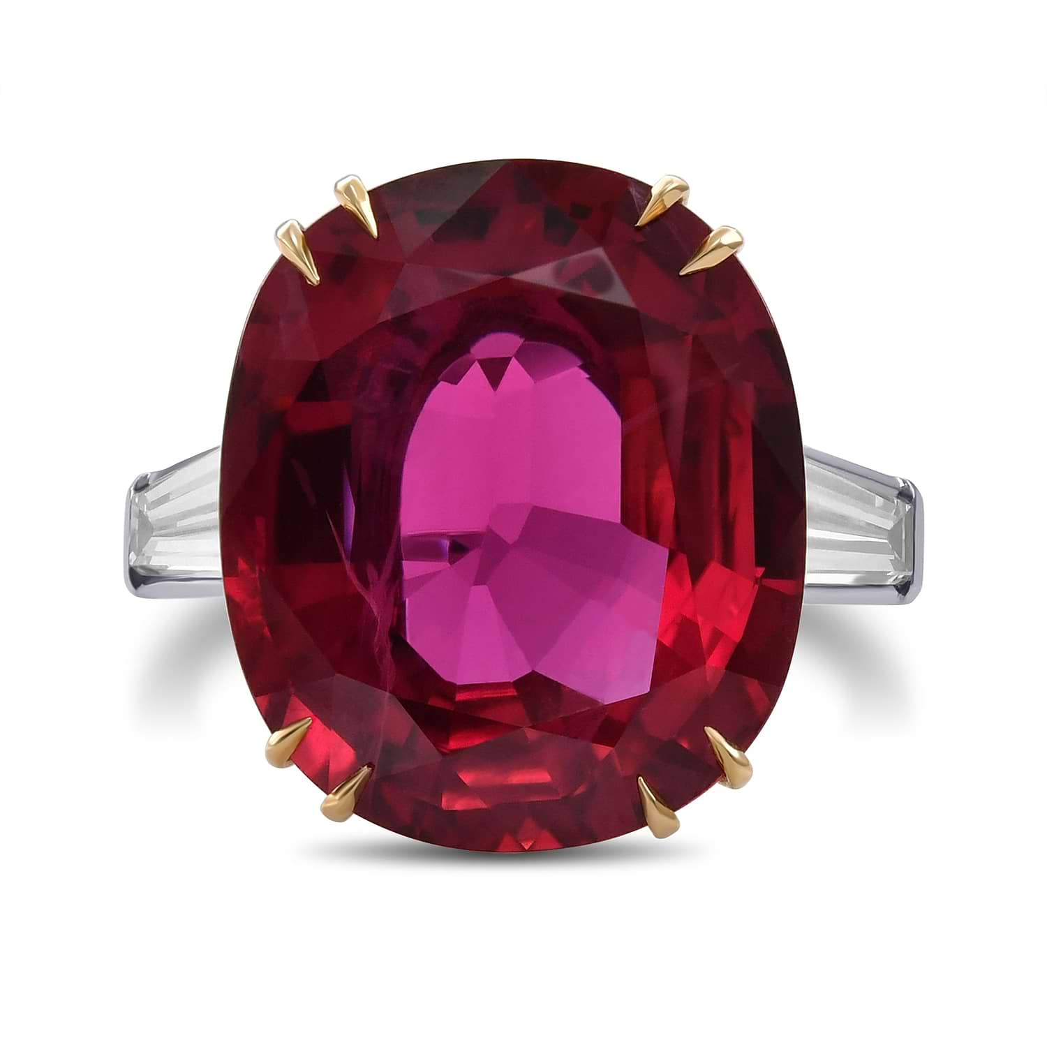 Extraordinary Oval Thai Ruby Three-stone Ring GIA