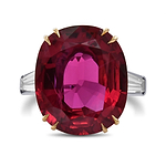 Extraordinary Oval Thai Ruby Three-stone Ring GIA
