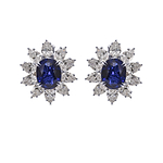 Extraordinary Burma Oval Blue Sapphire and Diamond Halo Earrings GUBELIN