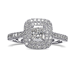 Radiant Diamond & Colorless Double Halo Ring GIA