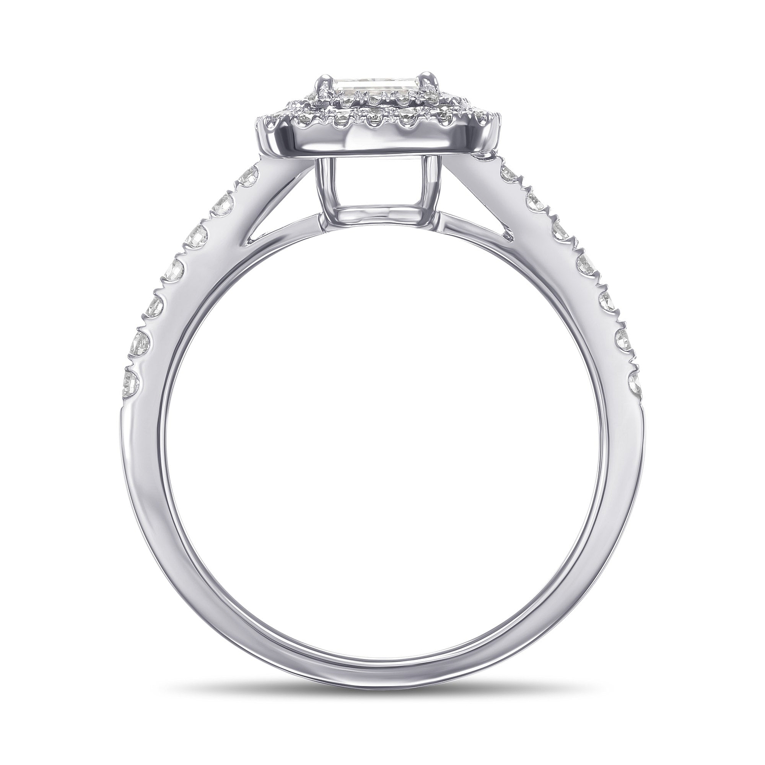 Radiant Diamond & Colorless Double Halo Ring GIA - 2