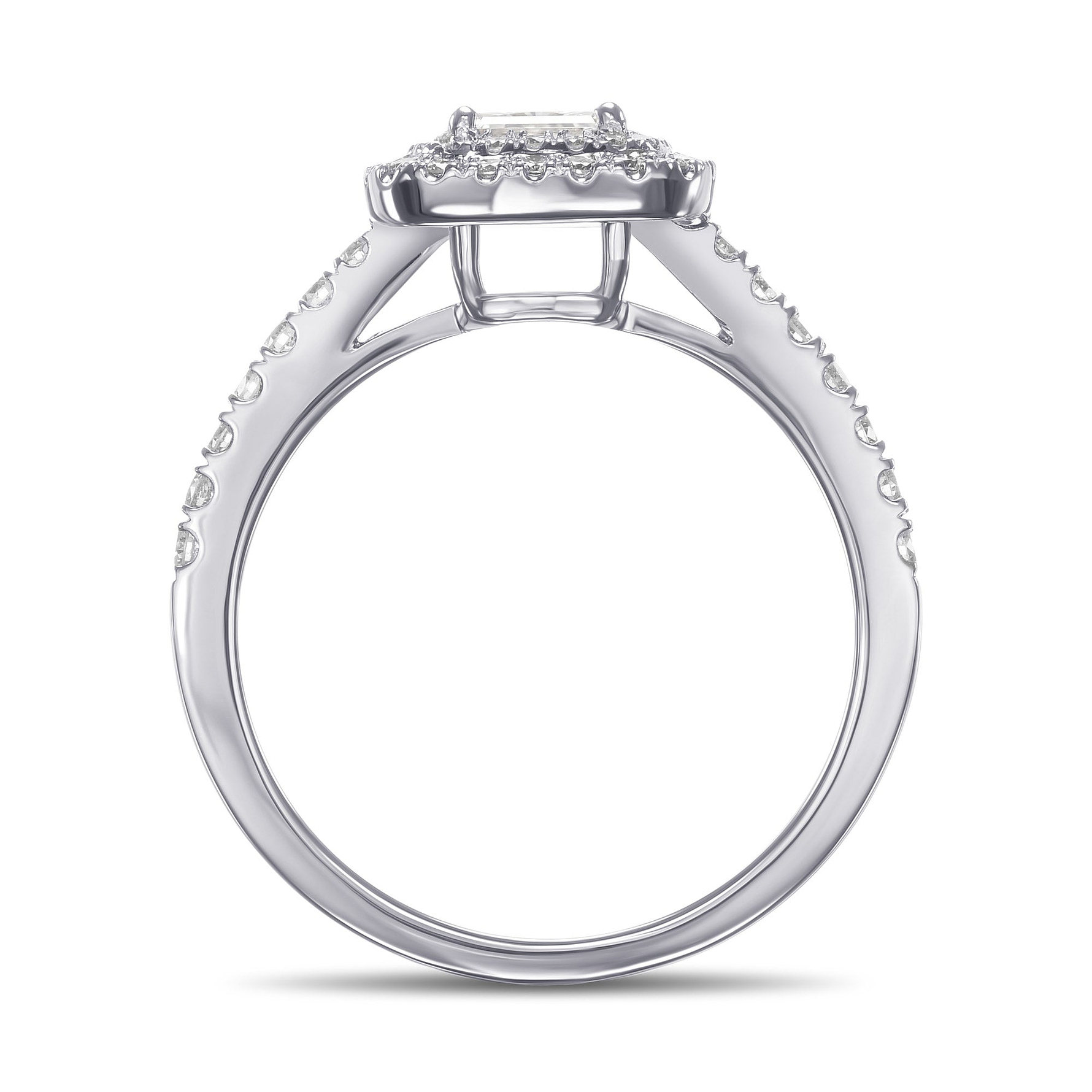 Radiant Diamond & Colorless Double Halo Ring GIA - 2