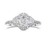 Oval & Heart Diamonds Three-stone Halo Ring GIA