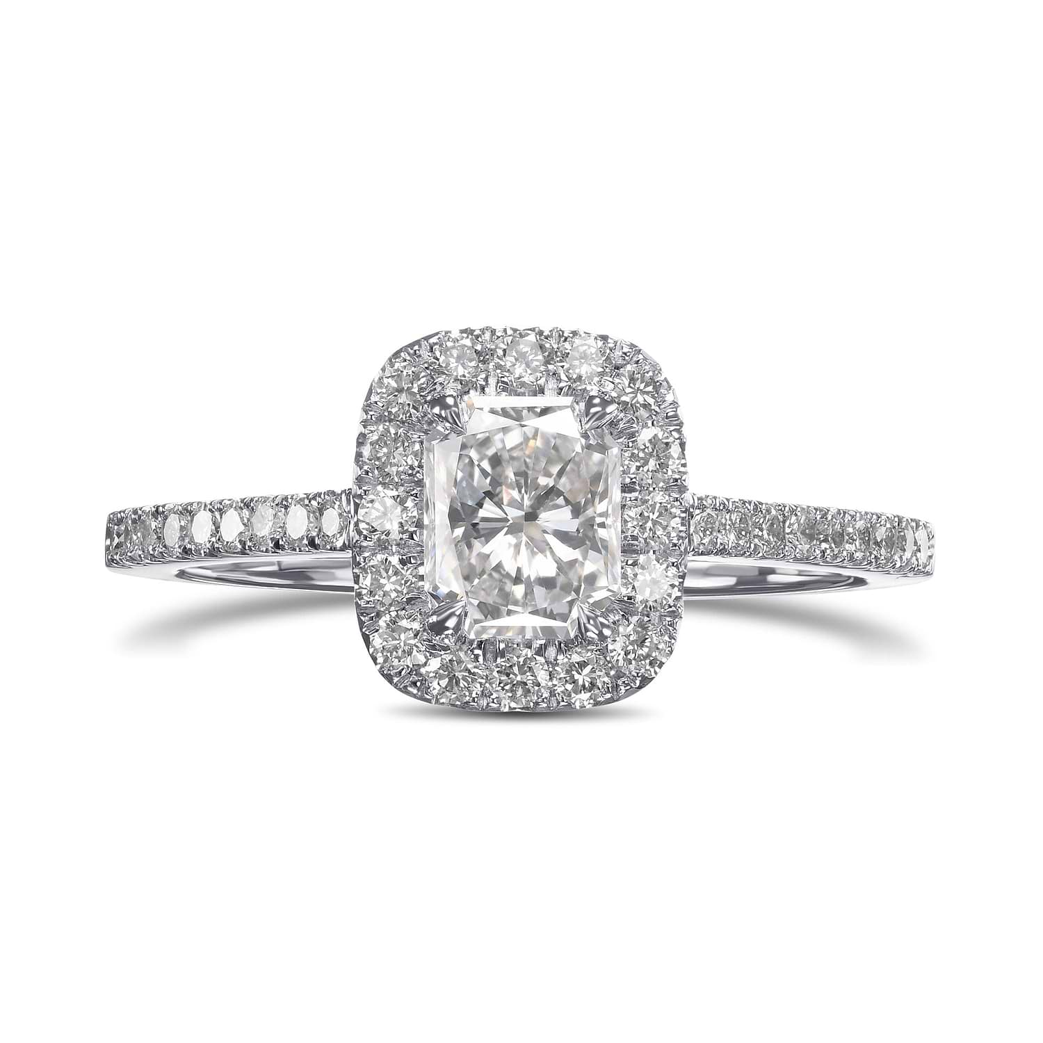 Radiant Diamond Halo Ring GIA
