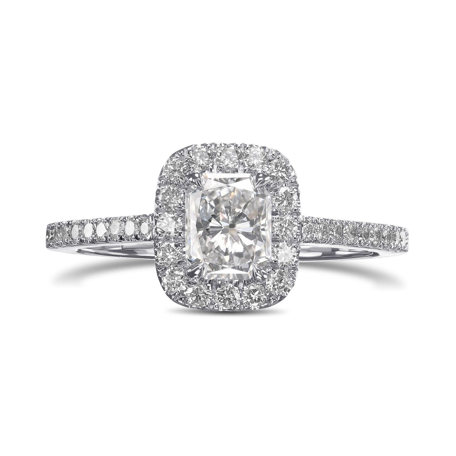 Radiant Diamond Halo Ring GIA