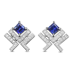 Sapphire Leibish Logo Pave Earrings
