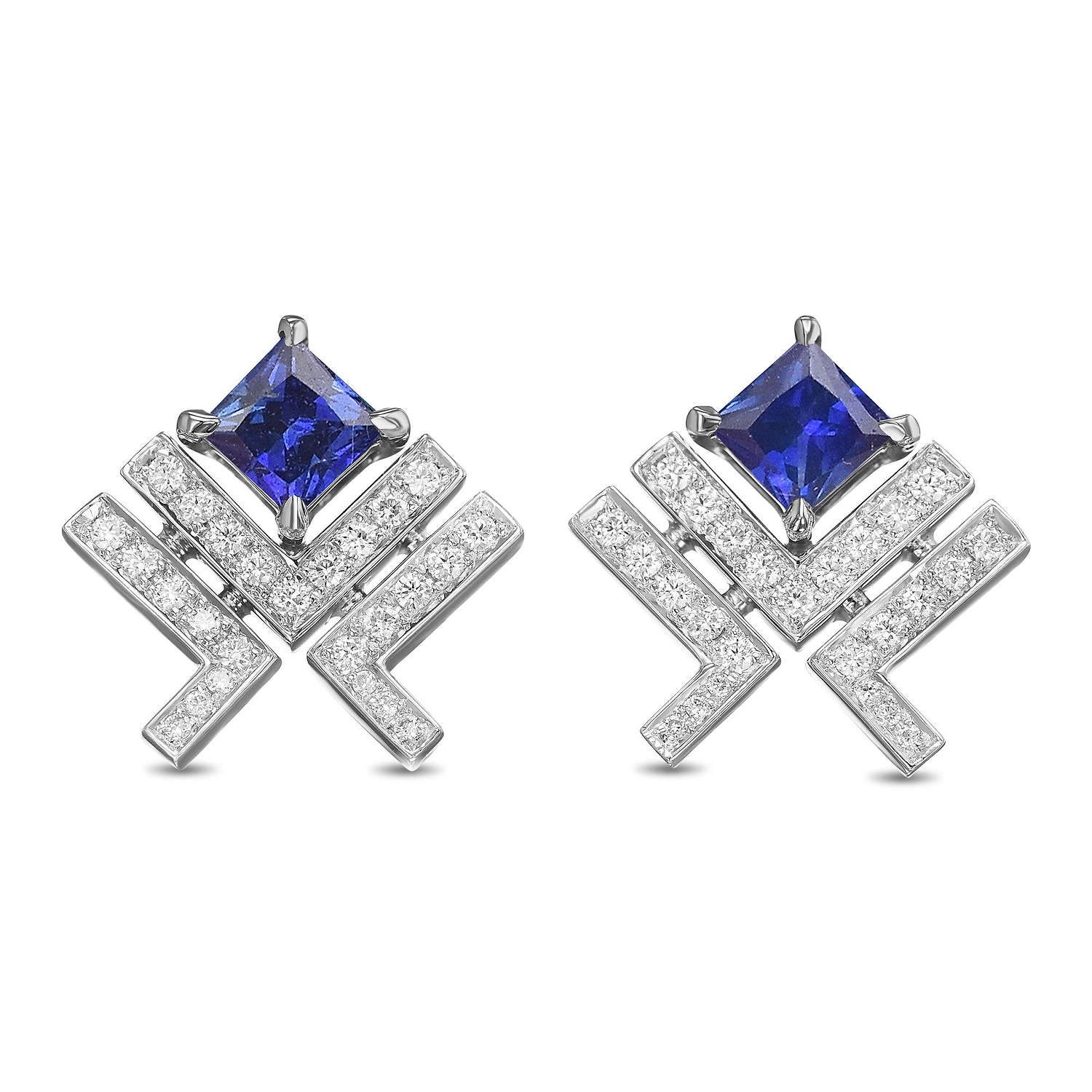Sapphire Leibish Logo Pave Earrings