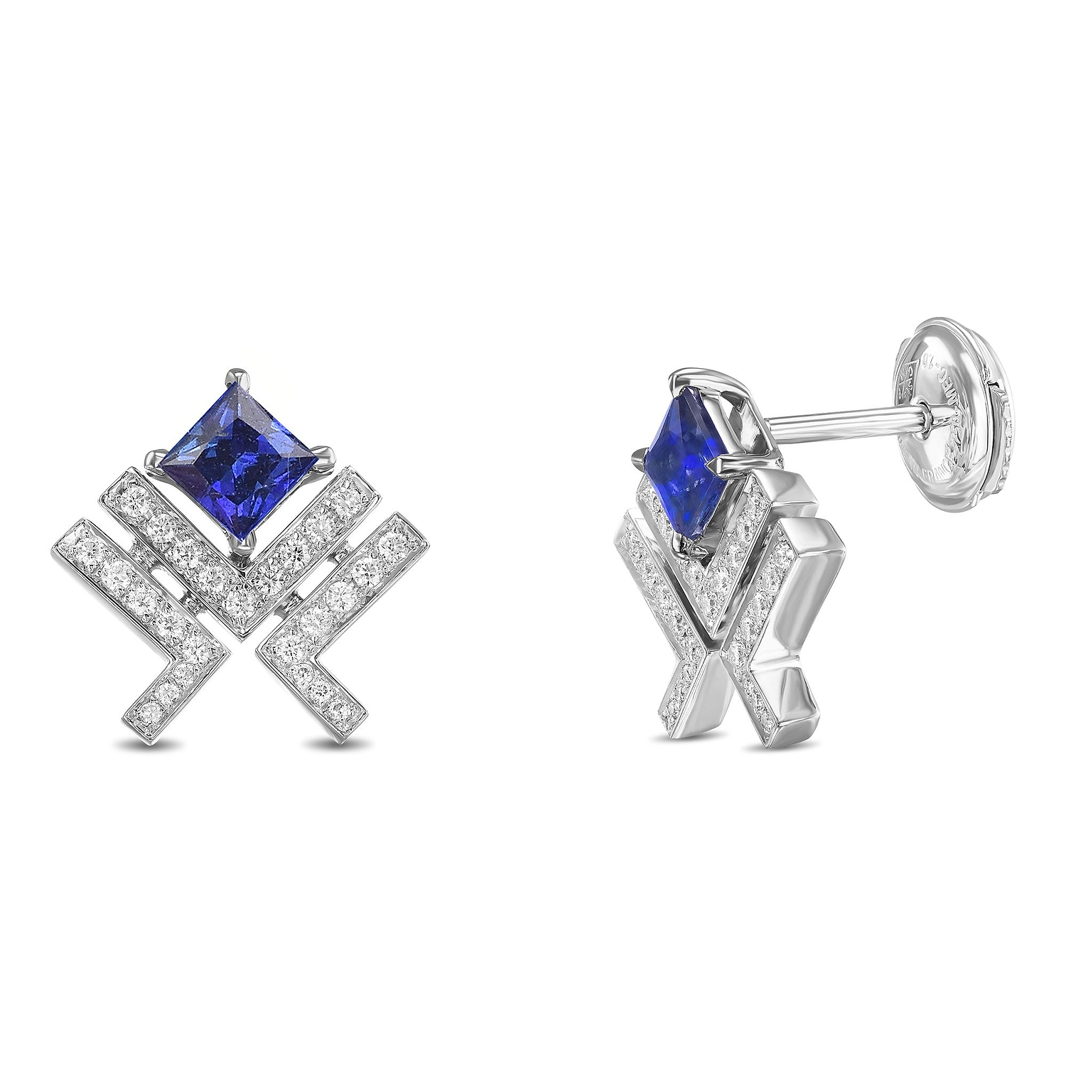 Sapphire Leibish Logo Pave Earrings - 2