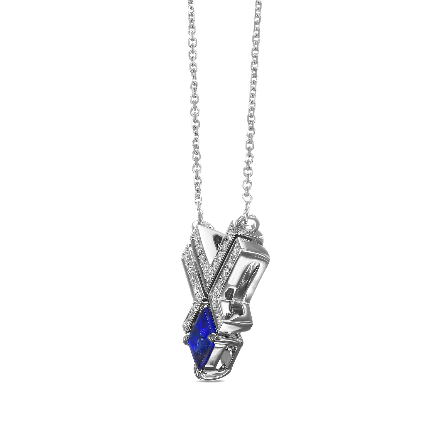 Princess Sapphire Leibish Logo Pave Pendant - 2