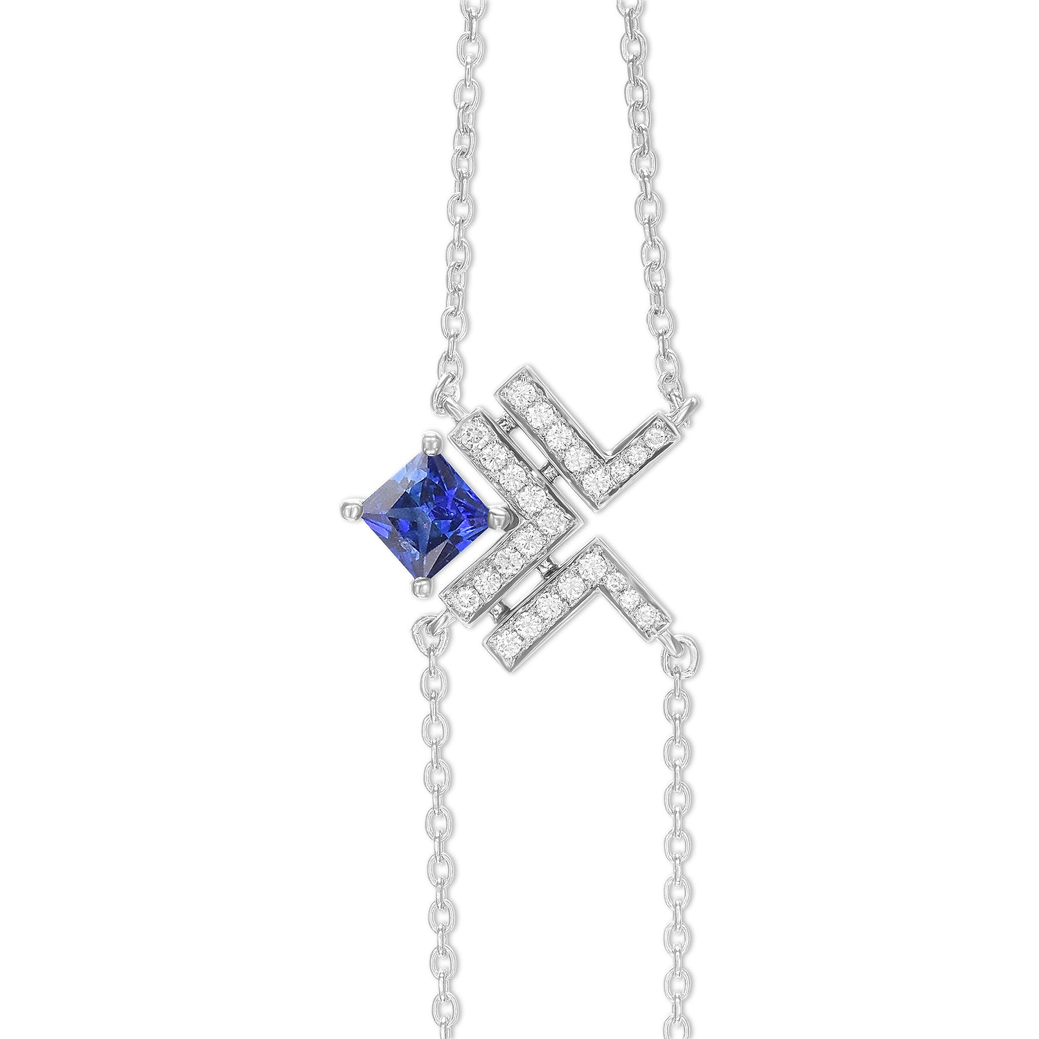 Princess Sapphire Leibish Logo Pave Bracelet - 2