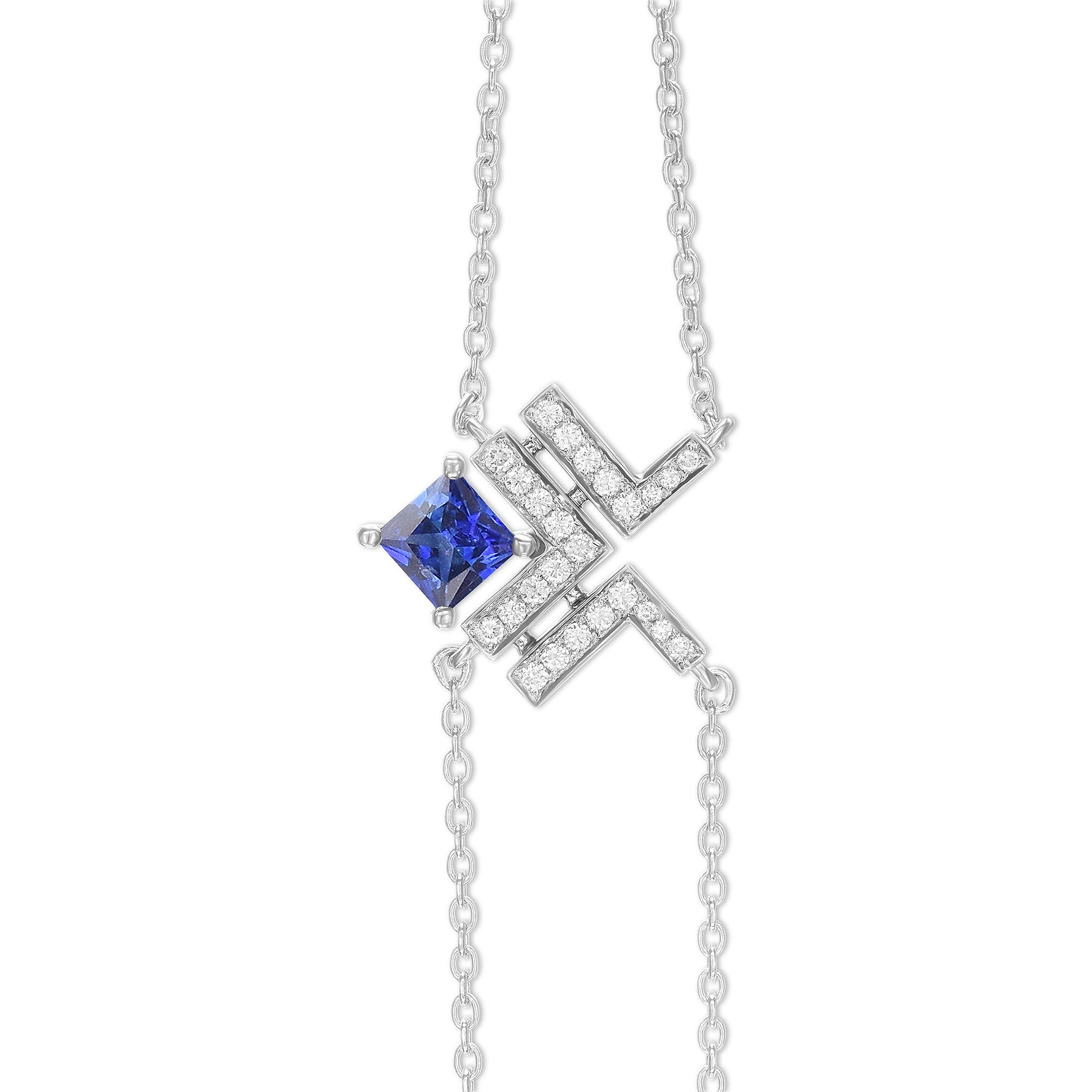 Princess Sapphire Leibish Logo Pave Bracelet - 2