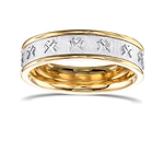 Men's Gold Band Ring with Embossed Leibish Logo