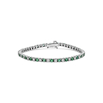 Green Emeralds and Diamonds Tennis Bracelet