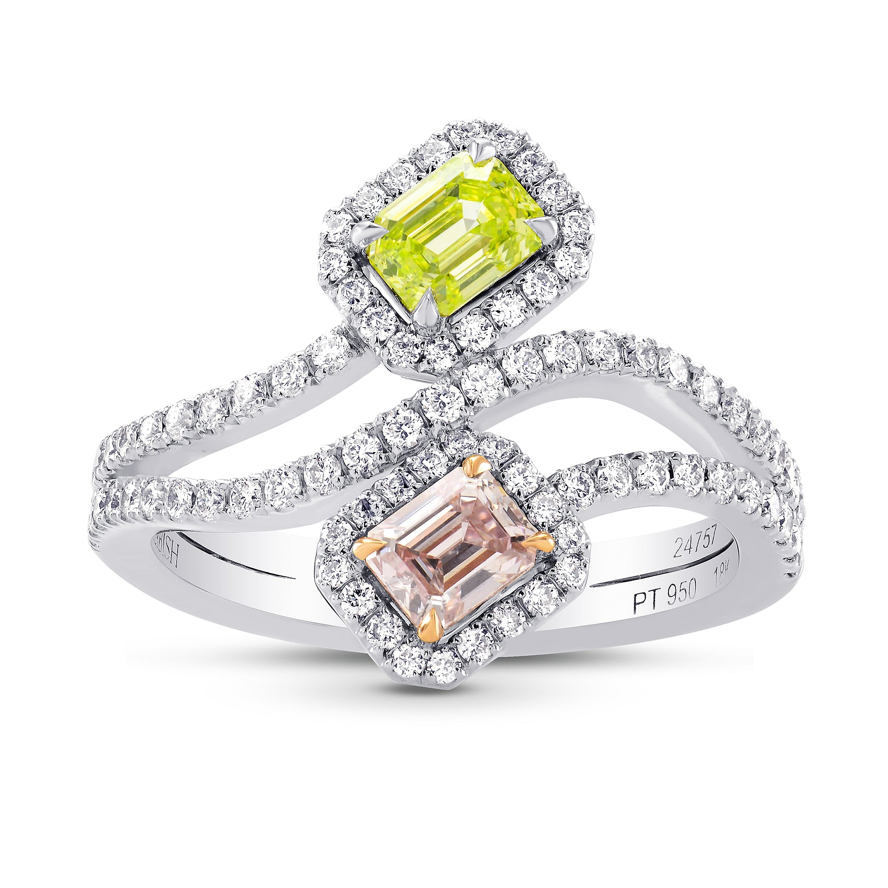 Two Stone Cross-over Halo Ring Setting - 4