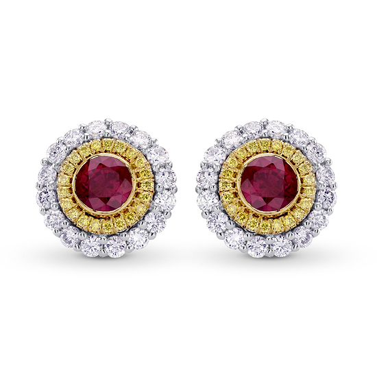 Fancy Intense Yellow & White Diamond Halo Earrings