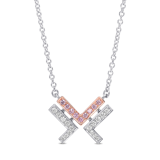 Fancy Pink and White Diamond Leibish Logo Pave Pendant