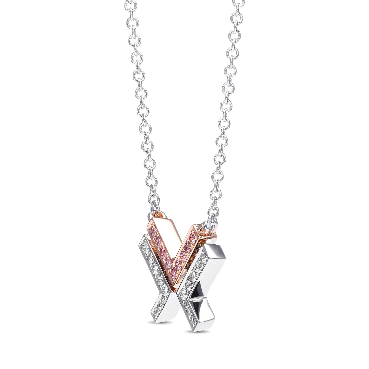 Fancy Pink and White Diamond Leibish Logo Pave Pendant - 2