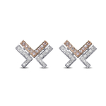 Fancy Pink and White Diamond Leibish Logo Pave Earrings